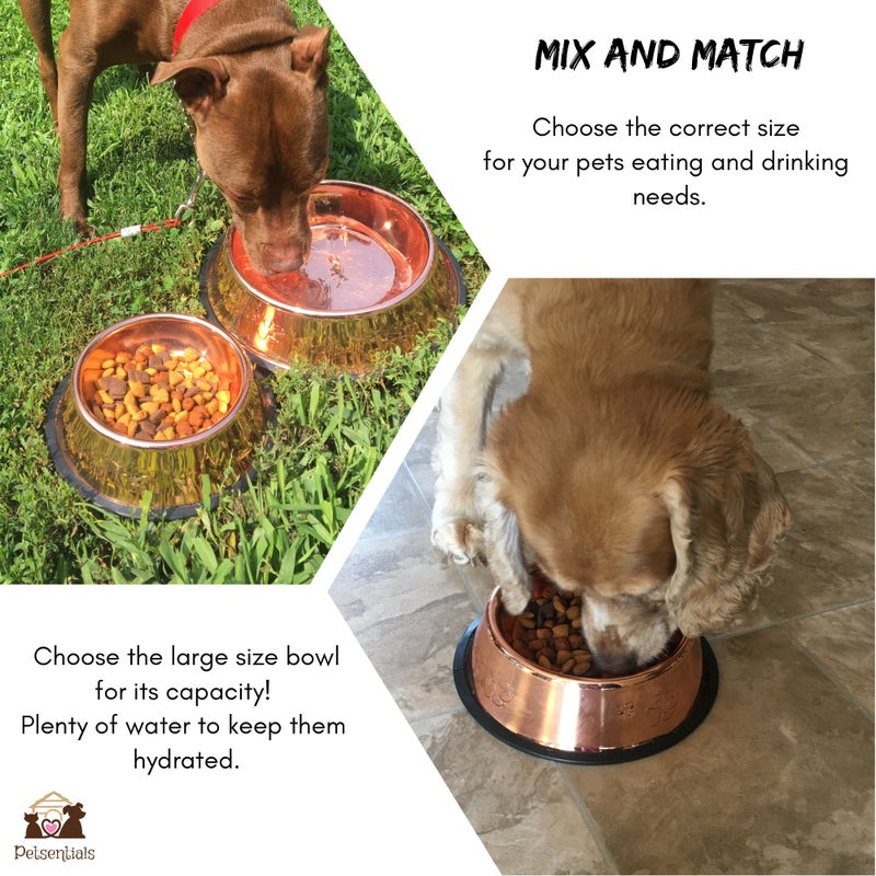 Melzon Petsentials Non-Skid Stylish Food Bowl for Your Pet, Premium Grade Stainless Steel - Elegant Bronze - Image 3